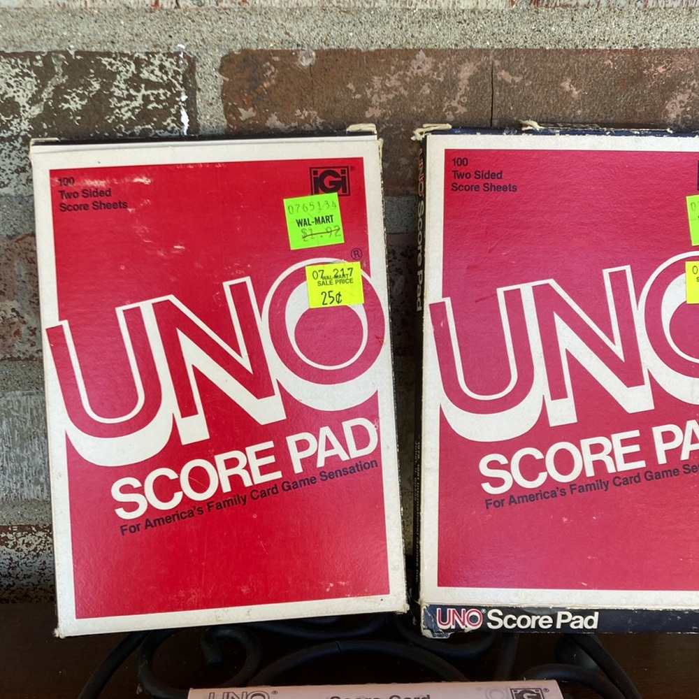 2 sets of vintage 1978 Uno Score Pad - Double Score Cards (Front/Back) No. 4001